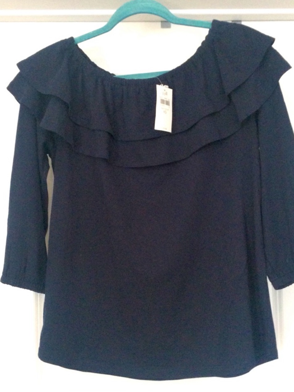 Nwt J. Jill Off-Shoulder Ruffle Top In Navy